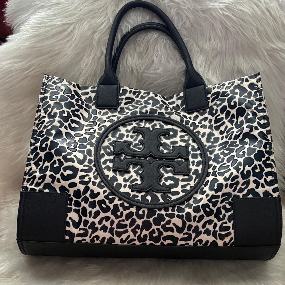 Tory Burch Blue and White Animal Print Tote